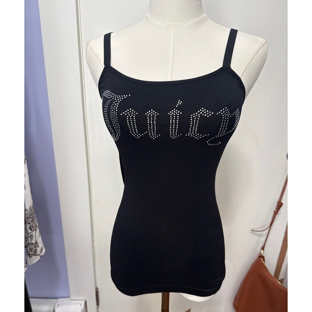 Juicy Couture Intimates Black Rhinestone Gothic Logo Camisole Tank Top S